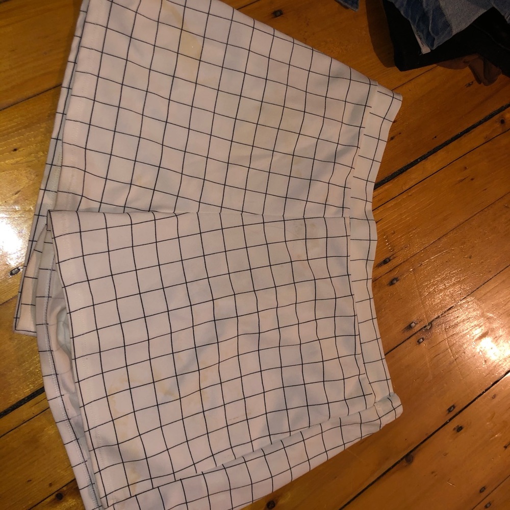 High Waisted White Windowpane Shorts
